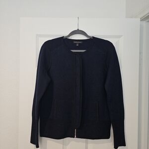 Banana Republic Women's Navy Blue & Black Zip Up Sweater Cardigan Size M Medium